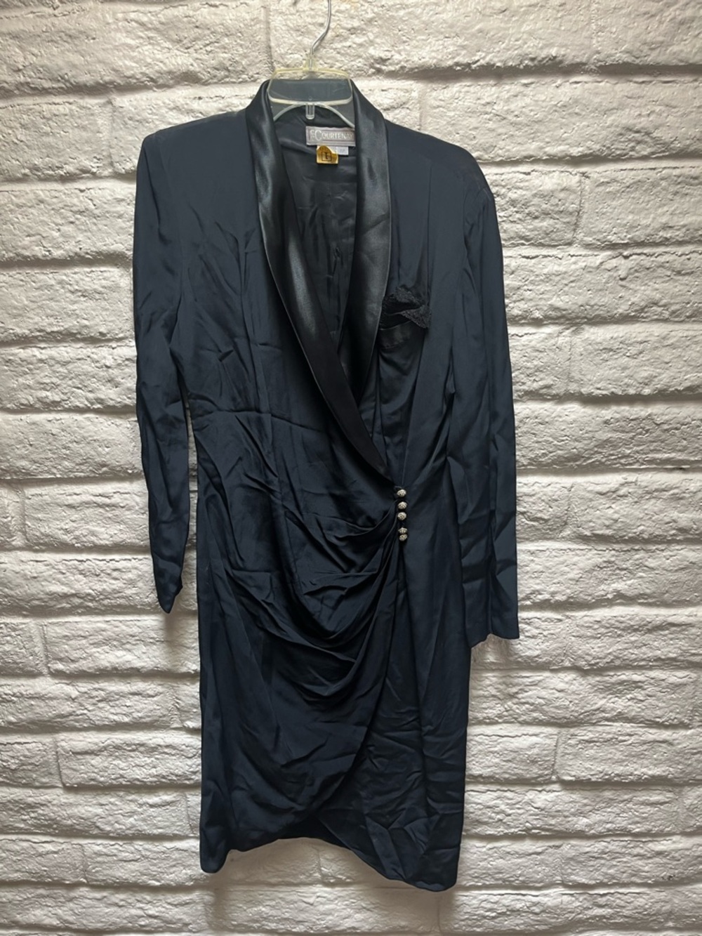 Courtenay Black Satin-Trim Blouse